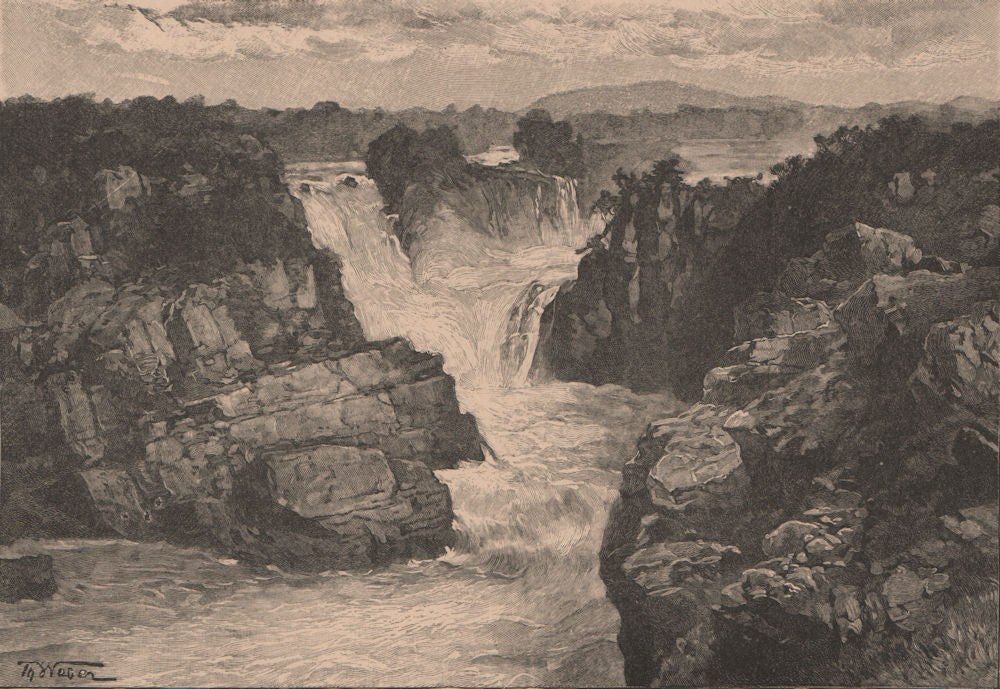 Cachoeira de Paulo Afonso falls. São Francisco River, Brazil 1885 old print